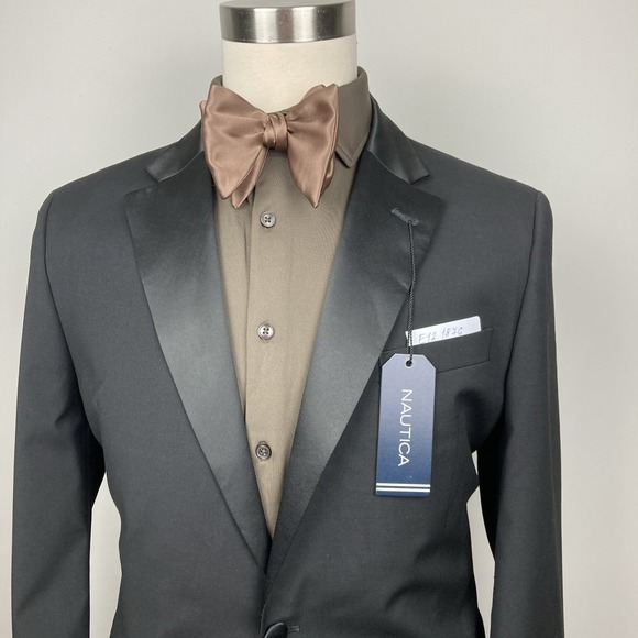 Nautica Mens 2-pc Suit Modern fit Tuxedo Jacket‎ 42L Pants 36W Black E121876 - Picture 12 of 16